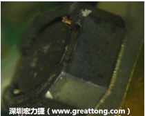 使用銀(Ag)鍍層的電源電感器(Power Inductors)，經(jīng)過推力測試后，零件端點上已經(jīng)看不到任何鍍層的痕跡了，所以其耐推力就比較小。