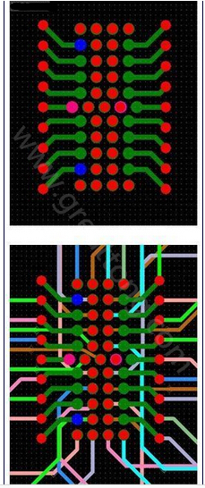 焊盤內(nèi)過孔用于內(nèi)部，而外部引腳在0.5mm柵格上扇出-深圳宏力捷