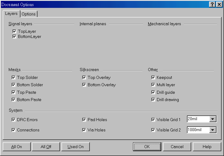 在主功能列，Design >> Option，打開Document Option設(shè)置環(huán)境