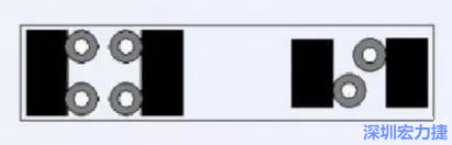 對于大尺寸的電容，比如板級濾波所用的鉭電容，推薦用圖中的安裝方法