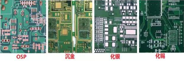 表面工藝分：熱風(fēng)整平，沉金， 化銀， 化錫， OSP 等幾種表面工藝