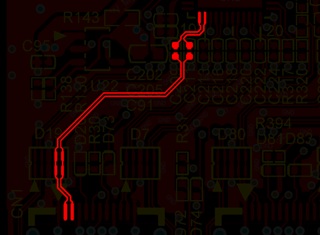 差分線盡量走等長(zhǎng)線、等距，避免時(shí)序偏差及共模干擾