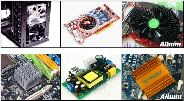 承載大電流的電路中功耗損失所產(chǎn)生的熱量應(yīng)梳離發(fā)熱器件以對抗溫升。大家都可能熟悉電腦處理器上使用的風(fēng)扇和散熱片。